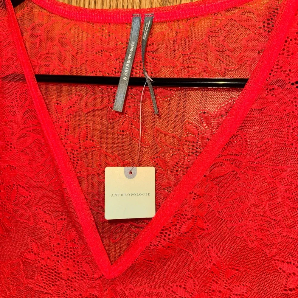 NWT Anthropologie Deep V-Neck Lace Bodysuit - Picture 5 of 6